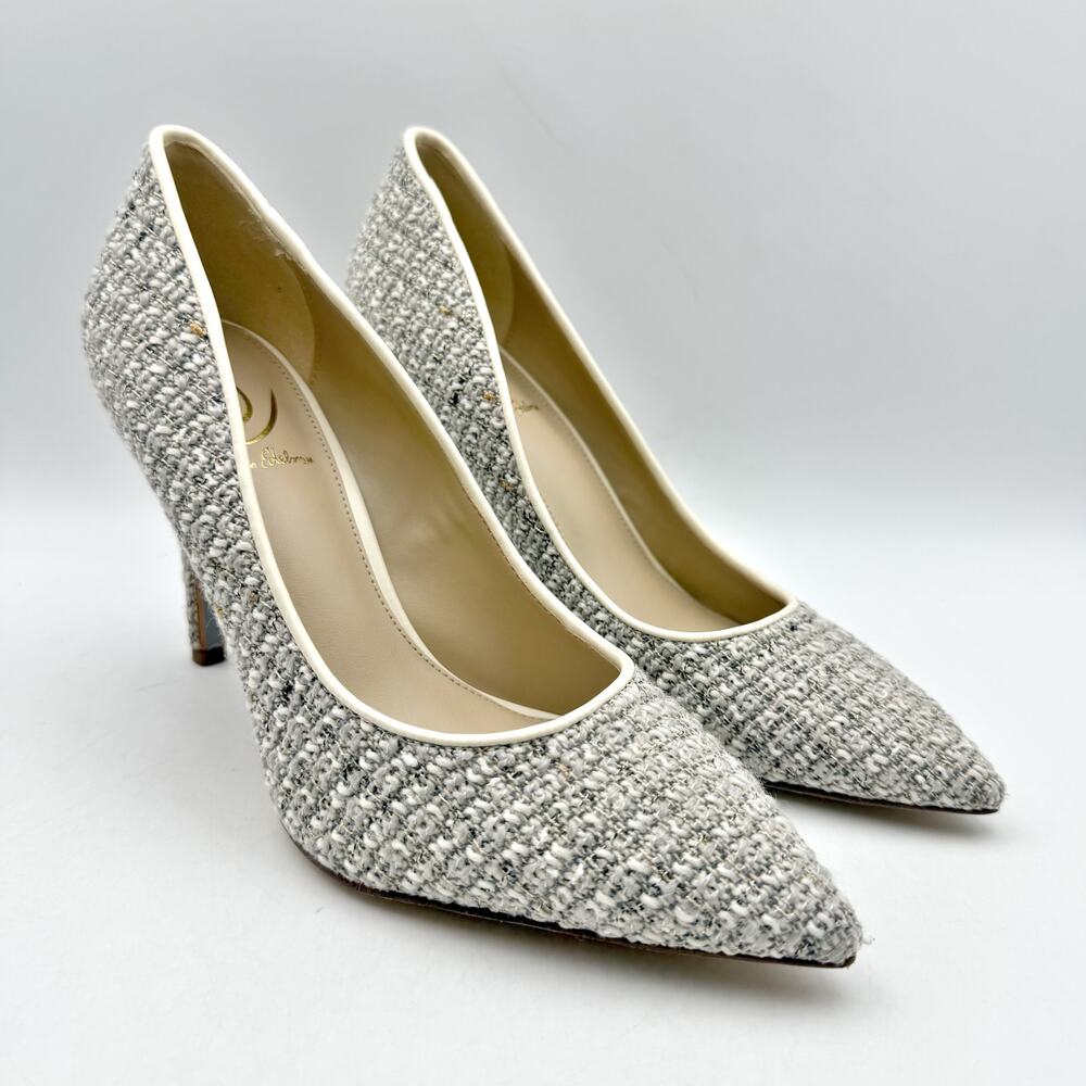 Sam Edelman Womens Hazel Pumps US 7 Wide EU 37 Ivory Boucle Pointed Toe EUC